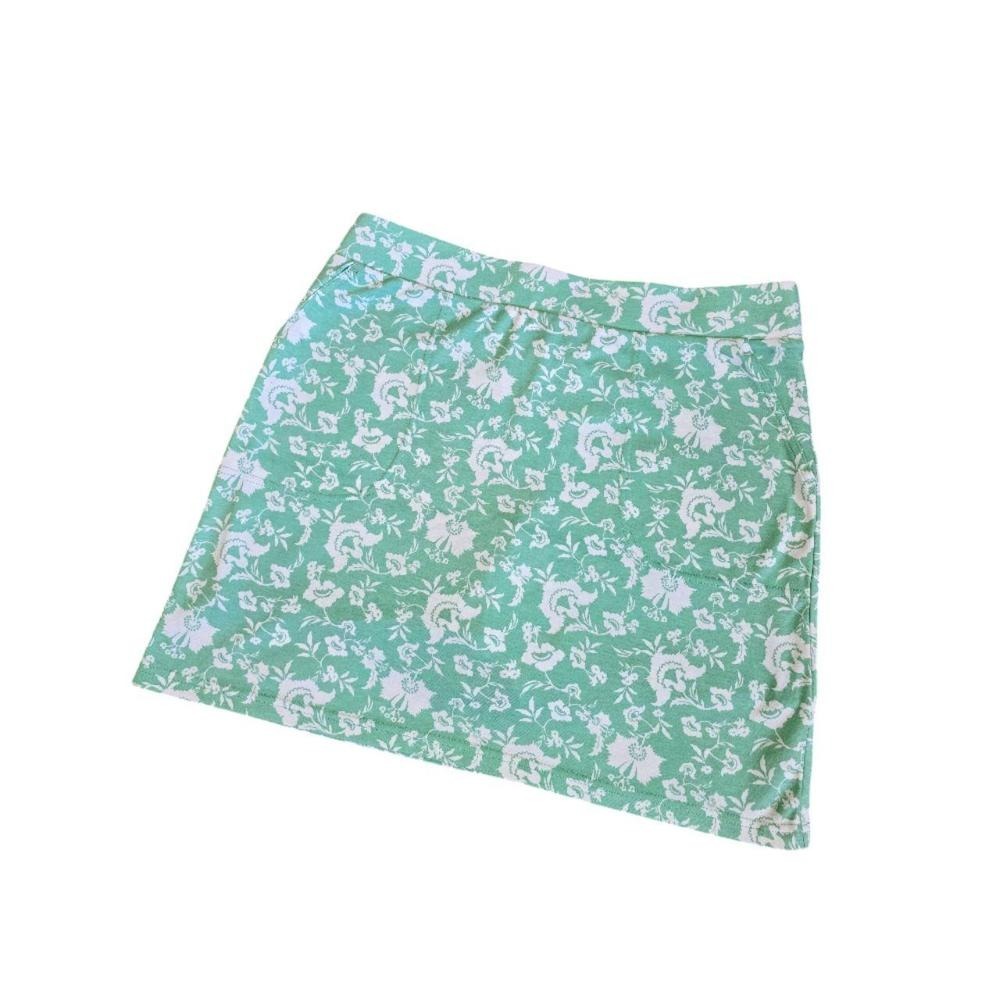 Croft Barrow Mint‎ Green A-Line Floral Pattern Mini Skirt Skort Pockets Med - Picture 2 of 11